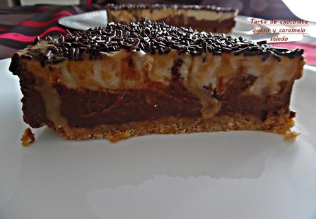 Tarta de chocolate queso y caramelo salado