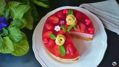 Tarta fresas con nata de San Valentín