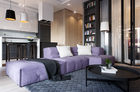 APARTAMENTO DE DISEÑO CON TOQUES EN MORADO