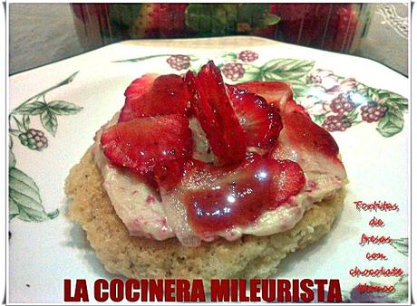 Tortitas de Fresas con Chocolate Blanco especial San Valentín