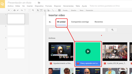 Nuevo: Insertar vídeos de Google Drive en Presentaciones de Google