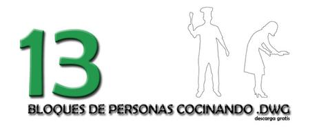 11 bloques para descargar .dwg. Silueta de personas Cocinando