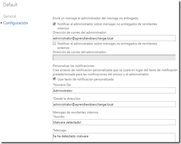 Cómo configurar el antimalware de Exchange?