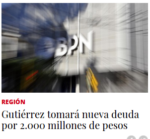 Gutiérrez tomará nueva deuda por 2.000 millones de pesos Gutiérrez tomará nueva deuda por 2.000 millones de pesos