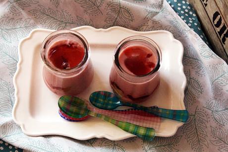 Strawberry dessert in jars