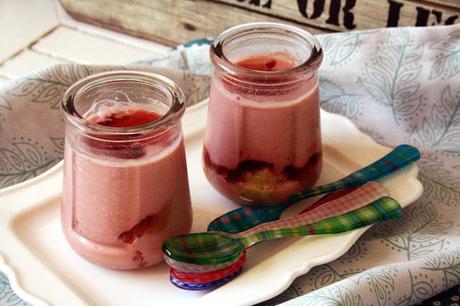 Strawberry dessert in jars