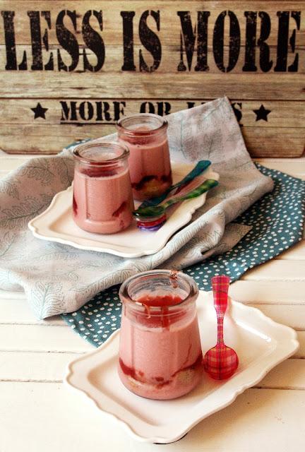 Strawberry dessert in jars