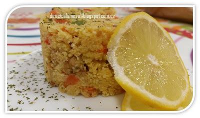 Cuscús de coliflor con verduras y pollo