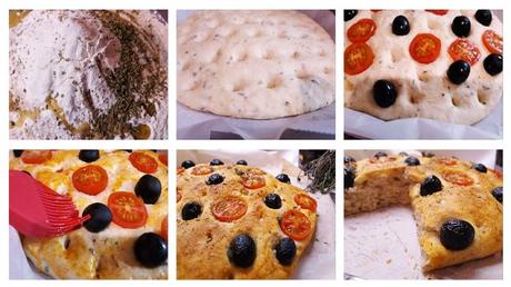 Focaccia de olivas y tomates