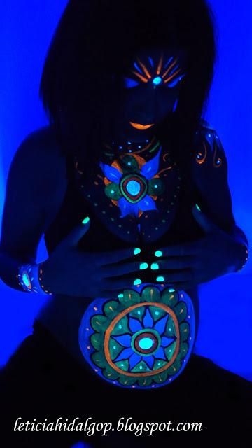 bellypainting neon fluorescente