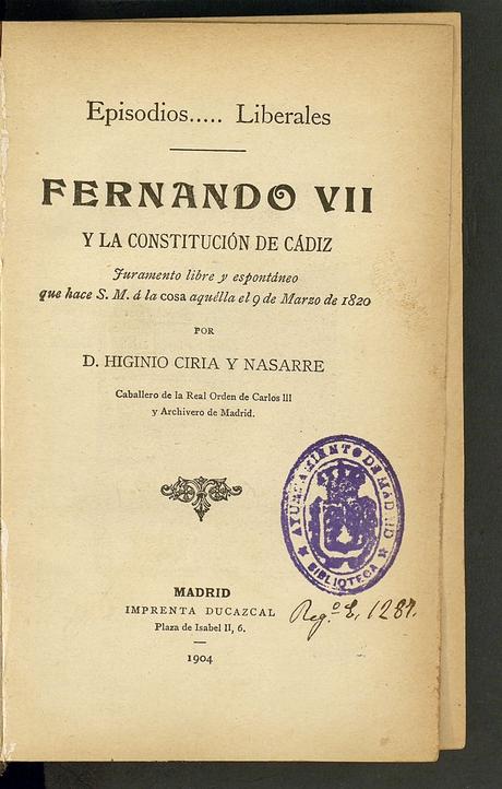 Resultado de imagen de LIBRERÍA DE EL MADRID DE FERNANDO VII (1820)