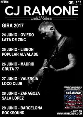 CJ Ramone en junio en Oviedo, Lisboa, Madrid, Valencia, Zaragoza y Barcelona