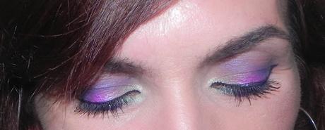 Ojos multicolor para un vestido blanco y negro (Maquillaje, manicura y moda)