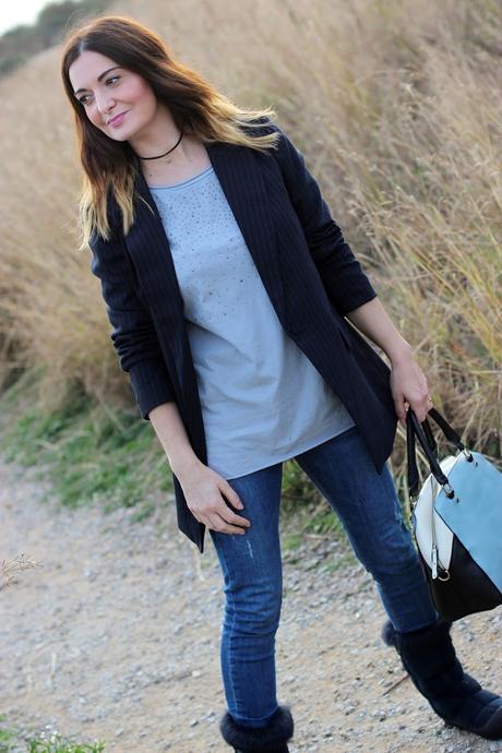 Look con blazer de rayas diplomáticas Look con blazer de rayas diplomáticas