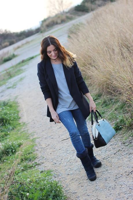 Look con blazer de rayas diplomáticas Look con blazer de rayas diplomáticas