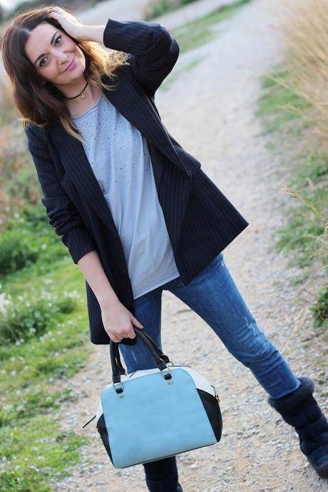 Look con blazer de rayas diplomáticas Look con blazer de rayas diplomáticas