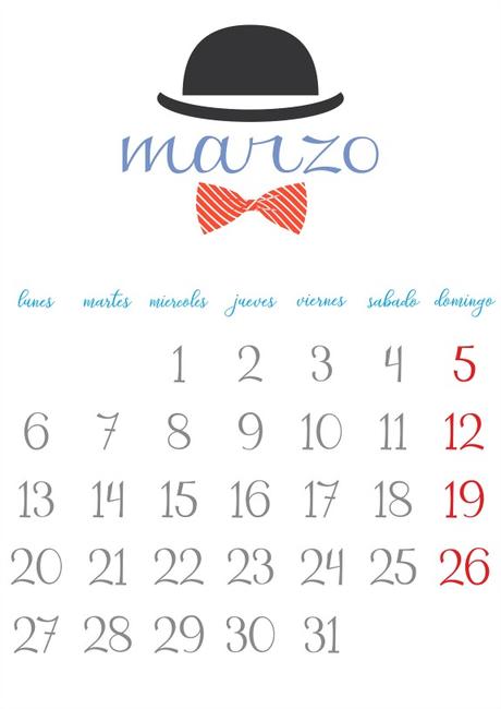 Imprimible: Calendario Marzo 2017