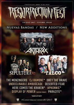 Resurrection Fest 2017: Anthrax, Sepultura, The Menzingers, Talco, CJ Ramone, Undeclinable Ambuscade...