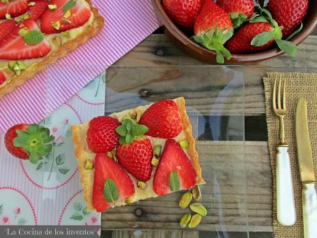 Tarta de Crema, Fresas  y Pistachos