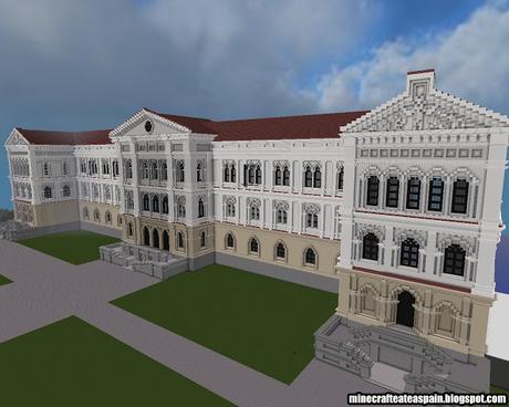 Réplica Minecraft, Edificio Universidad Literaria, de la Universidad de Deusto, Bilbao, España.