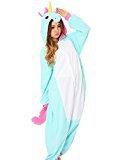 NATILLAS DE VAINILLA Hstyle Unisex Adulto Onesie Anime Kigurumi Trajes Disfraz Cosplay Animales Pijamas Pyjamas Ropa De Dormir, Nueva Unicornio Azul, S (Altura: 141CM-155CM)