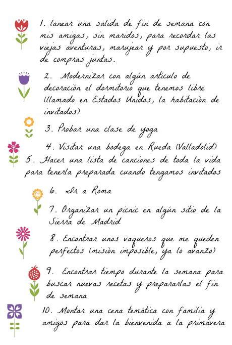 Lista de cosas para hacer esta Primavera