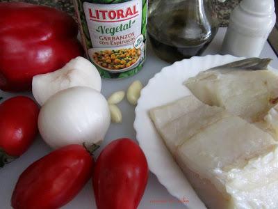 Bacalao y garbanzos con espinacas exprés