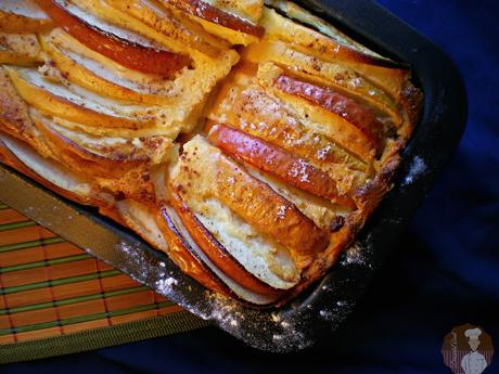 Pastel de quesitos con manzanas: horneado completo