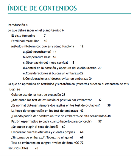 Cómo lograr un embarazo conociendo tu fertilidad - ÍNDICE