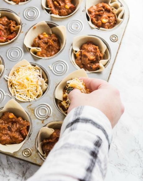 Tacos crujientes con vegetales