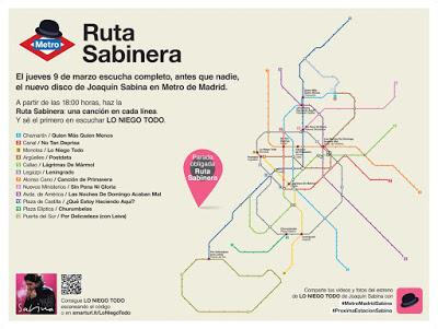 Una 'Ruta Sabinera' para escuchar el nuevo disco de Joaquín Sabina en el Metro de Madrid Una 'Ruta Sabinera' para escuchar el nuevo disco de Joaquín Sabina en el Metro de Madrid