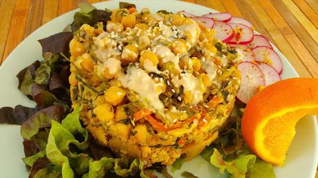 Revuelto cremoso de garbanzos y berros al tahini Revuelto cremoso de garbanzos y berros al tahini