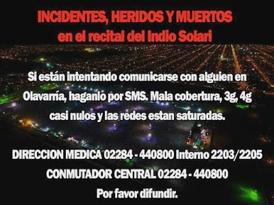 Desesperada búsqueda de gente en Olavarria después de terminar el recital del Indio Desesperada búsqueda de gente en Olavarria después de terminar el recital del Indio