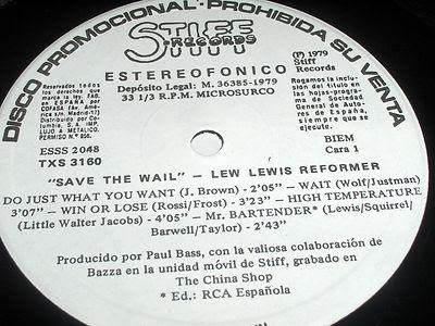 Lew Lewis reformer -Save the wail Lp 1979