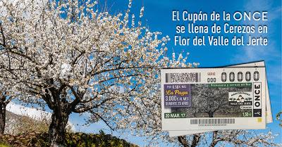 El cupón de la ONCE recibe la primavera con los cerezos en flor del Valle del Jerte 