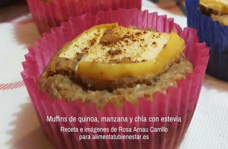 Muffins de quinoa, manzana y chía con estevia