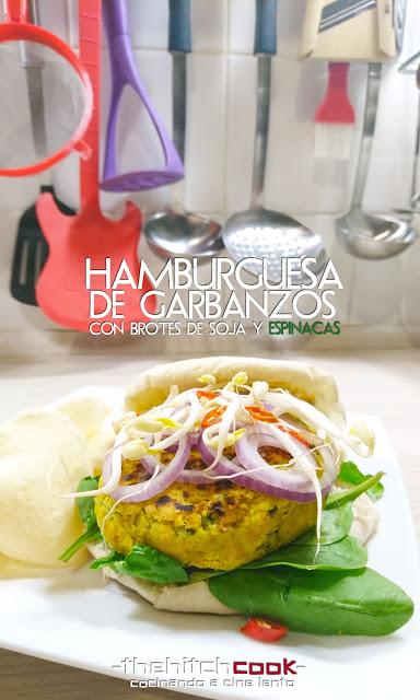 HAMBURGUESA DE GARBANZOS CON BROTES DE SOJA Y ESPINACAS (Muerte en el Nilo)