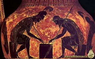 Exequias pintor griego, el azar, 