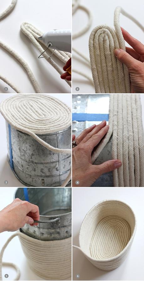 manualidades bricolaje DIY   Cesta de cuerda diy decoración nórdica cestas hechas a mano blog diy 