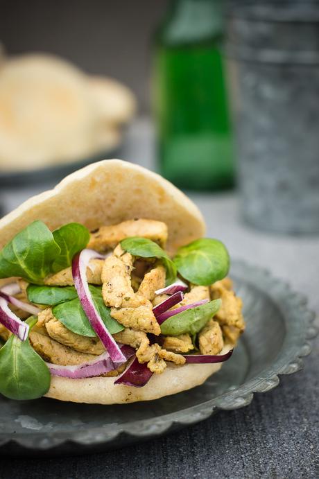 Gyros de cerdo con pan pita casero