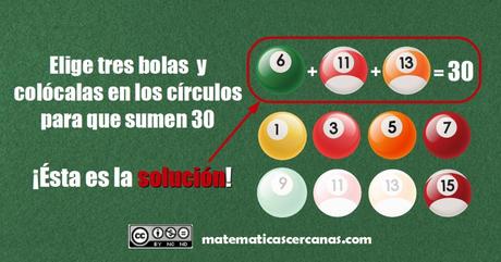La solución del acertijo de las tres bolas de billar que deben sumar 30 La solución del acertijo de las tres bolas de billar que deben sumar 30