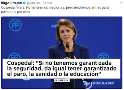 Cospedal, comoTrump, equipara la seguridad con el aumenta de gasto militar.