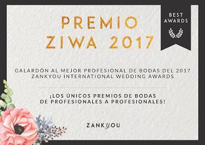 Volvemos como ganadores del ZIWA 2017 en la categoría de Wedding Planners