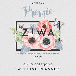 Volvemos como ganadores del ZIWA 2017 en la categoría de Wedding Planners