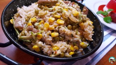 Ternera con arroz y verduras