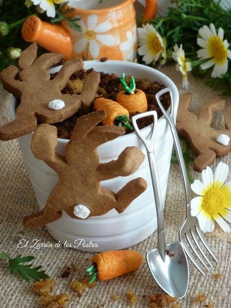 Maceta de Pascua. Bizcocho de Zanahoria y Galletas