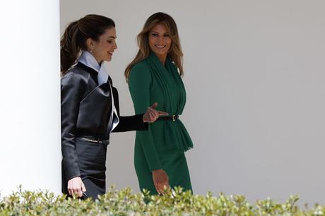 Melania visits school with Queen Rania