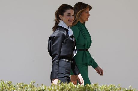 Melania visits school with Queen Rania