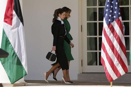 Melania visits school with Queen Rania