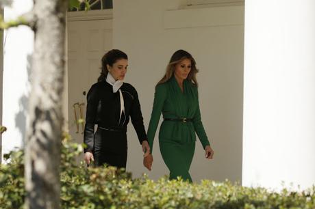 Melania visits school with Queen Rania